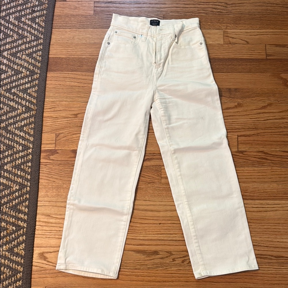 J. Crew Cream Straight Jeans High-Waisted Relaxed Fit